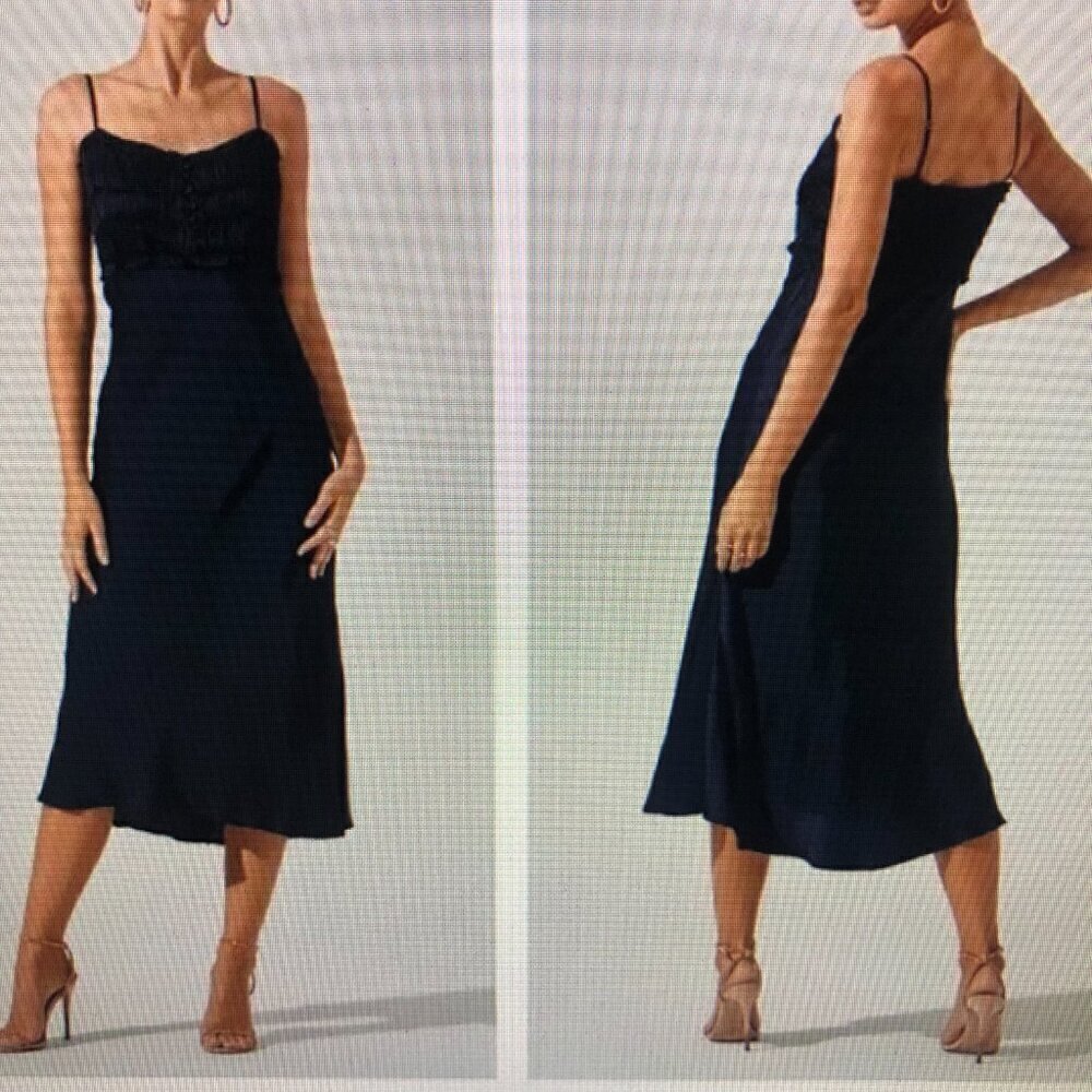 ASTR  Zola Sheath Slip Dress Smocked Ruffle XS NWOT